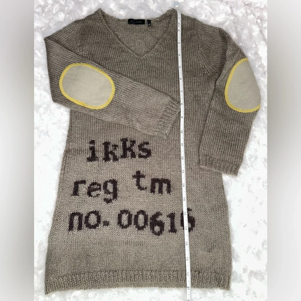 IKKS Girls Light Brown Elbow Patch V neck Knit Sweater & Skirt Set - Picture 9 of 12